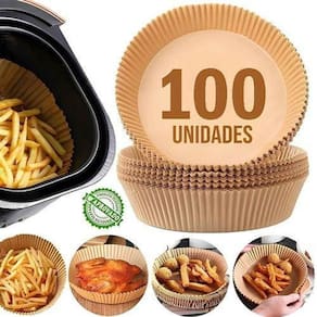 Papel Forro Air Fryer Antiaderente Descartável Com 100 Pcs