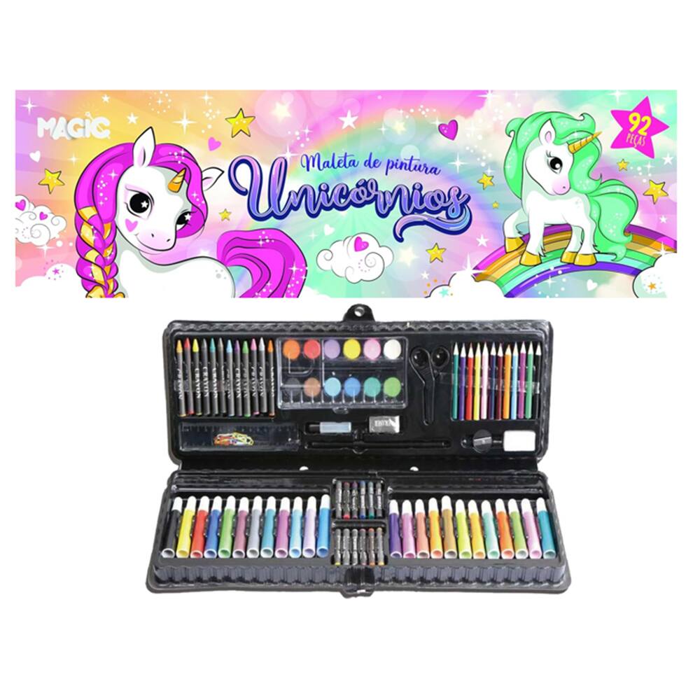 Estojo Maleta Pintura Unicórnios 92 Peças Arts Grupo Magic