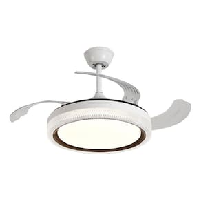 Ventilador Teto Retrátil Controle Remoto Branco Led Multicor