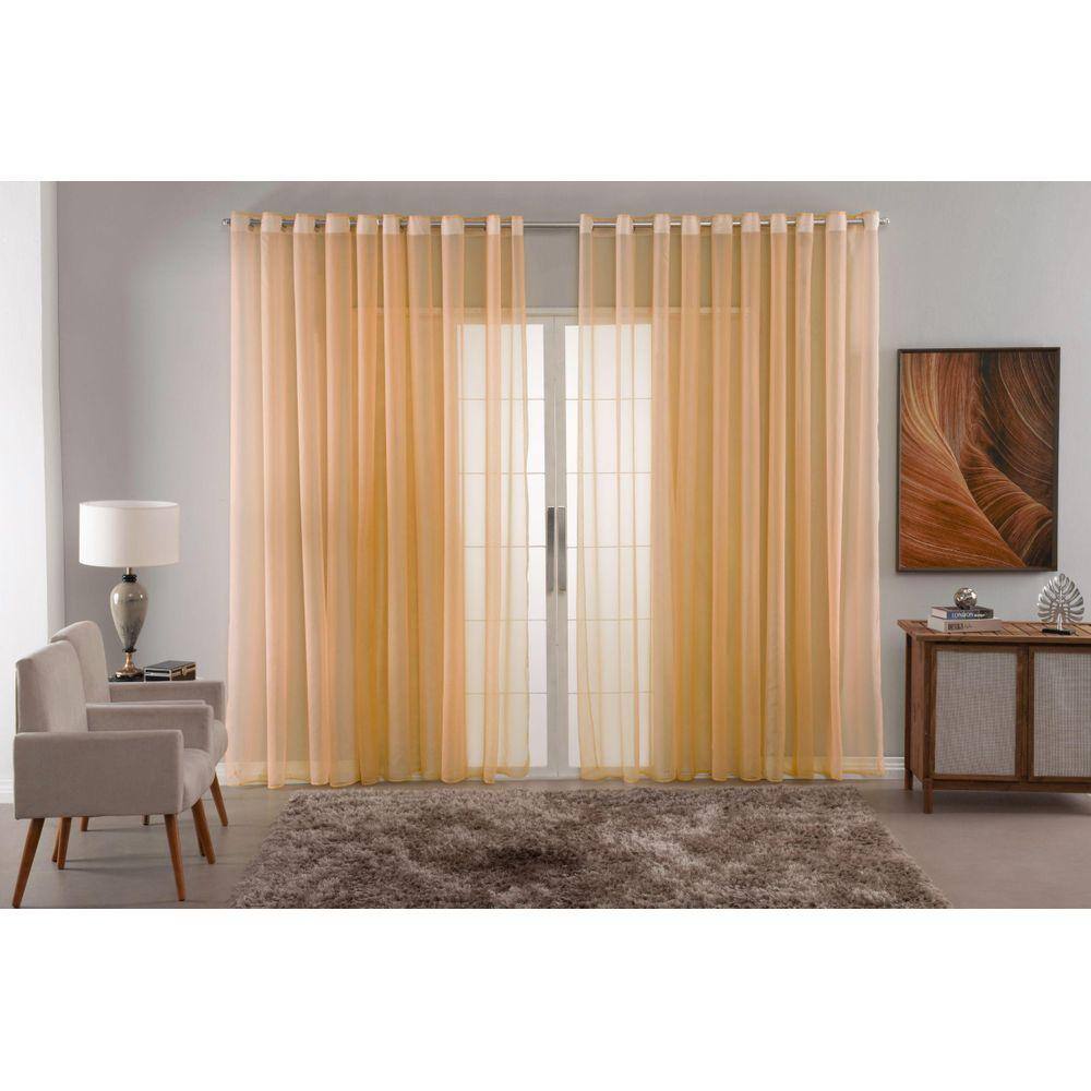 Cortina Sala Quarto Voal Liso Delicate 400X2,80 Transparente