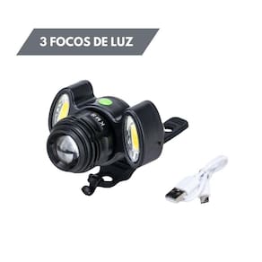 Farol Frontal Lanterna De Bike 3 Focos Led Zoom Recarregável