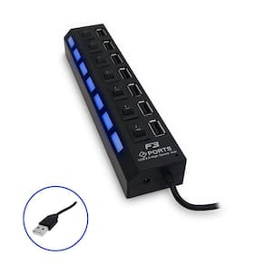 Hub Usb 2.0 F3, 7 Portas, Preto - Jc-hub701