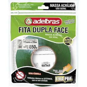 Fita Dupla Face Fixa Pro Massa Acrilic 19Mmx20M - Adelbras