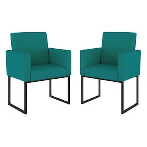 Kit 02 Cadeiras Poltrona Decorativa Sala Quarto Base Preto