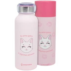 Garrafa Eu Amo Gatos Gatas Gatinhos Térmica 6 Horas Quente Gelada 500m + Embalagem Presente