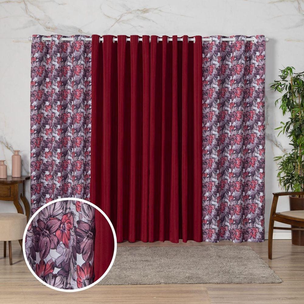 Cortina Floratta Decoração De Sala, Cozinha, 3,00M X 2,20M