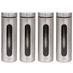 Kit 4 Pote Inox Visor Vítreo Fechamento Hermético 1,8 Litros