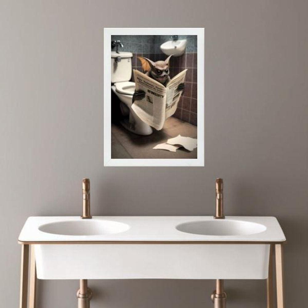 Quadro Banheiro Coleção Animais - Morcego 24X18Cm