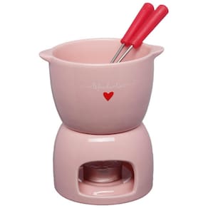 Aparelho de Fondue de Chocolate em Cerâmica 5 Peças L`Amour Rosa - Hauskraft