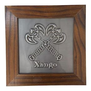 Quadro Orixá Xangô 2M Em Aço E Madeira Imbuia 18 X18 Cm