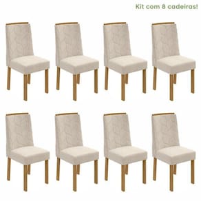 Conjunto com 8 Cadeiras para Sala de Jantar Astrid Amêndoa Clean/Rinzai Bege