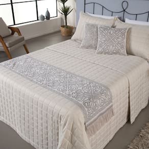 Kit Peseira Grécia 5 Peças King Tecido Jacquard Acompanha Almofadas Cheias