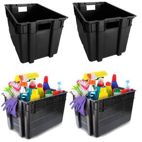 Kit Organização 2 Caixa Fechada 2 Telada 60L Black S/ Tampa