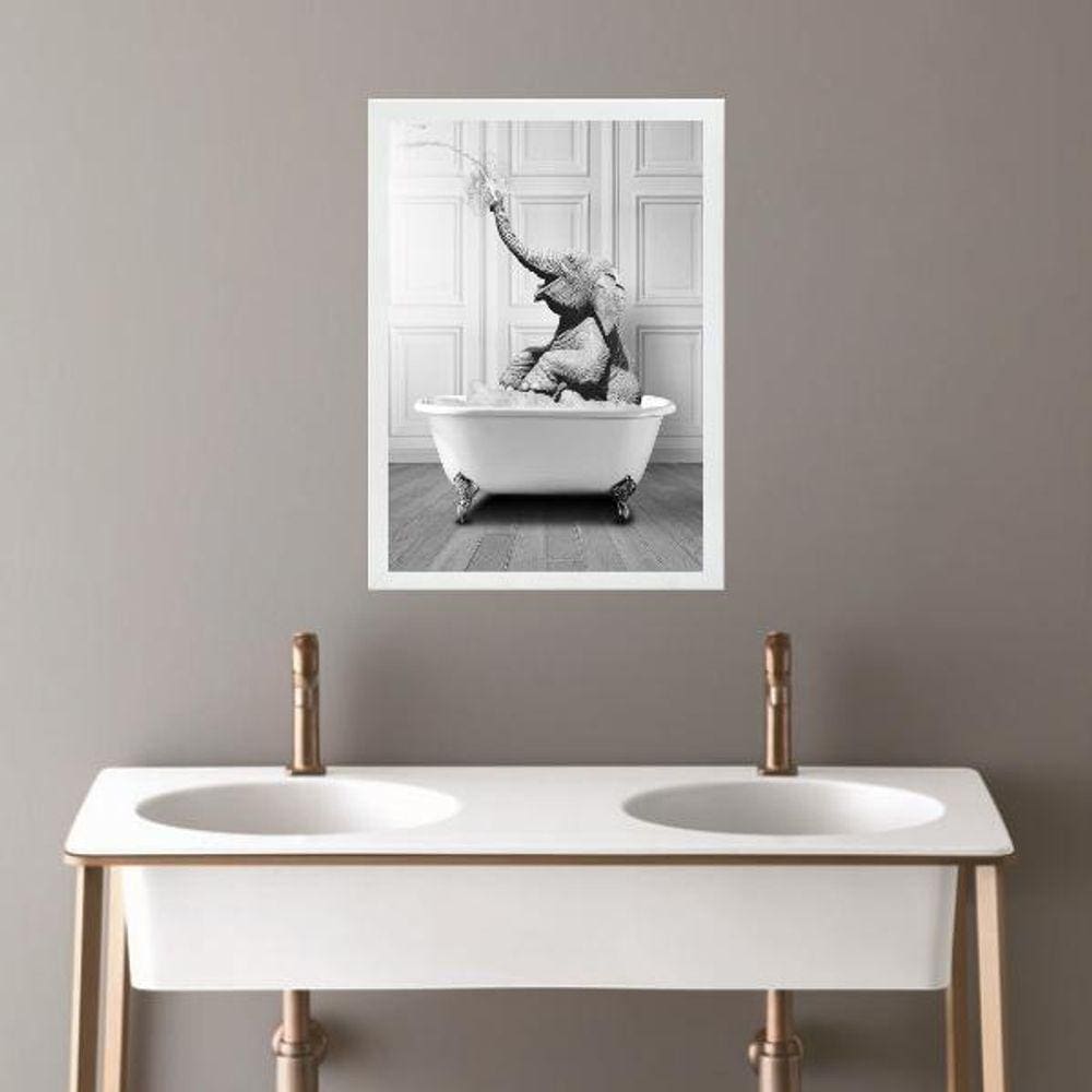 Quadro Banheiro Coleção Animais - Elefante 45X34Cm