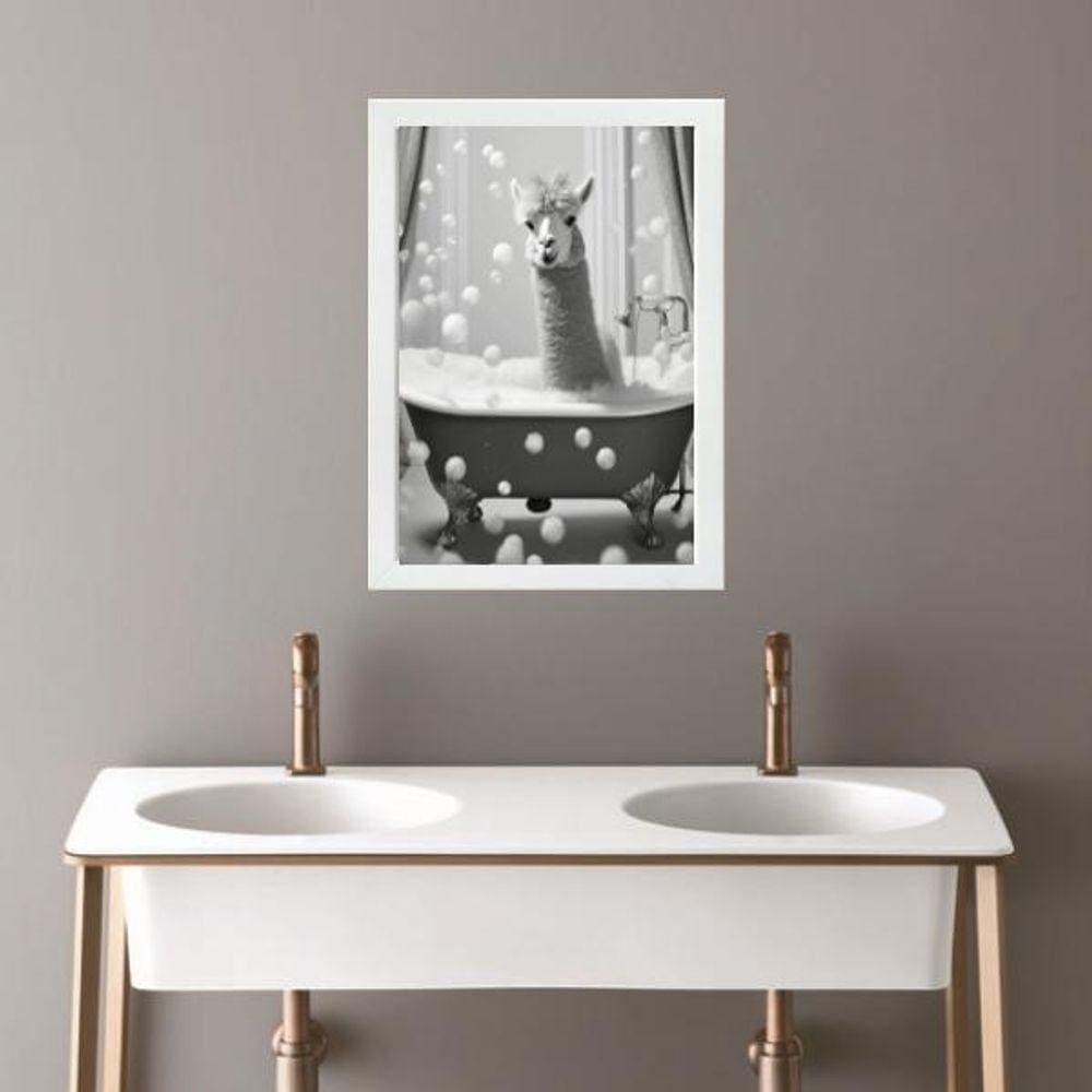 Quadro Banheiro Coleção Animais - Lhama 45X34Cm