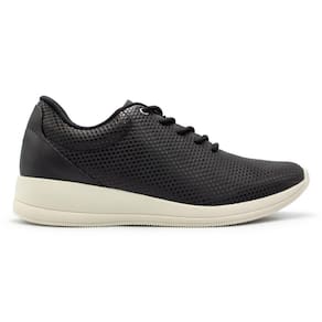 Tênis Usaflex Feminino Básico Em Couro Detalhe Textura AJ1206