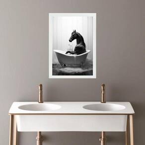 Quadro Banheiro Coleção Animais - Cavalo 45X34Cm - Com Vidro