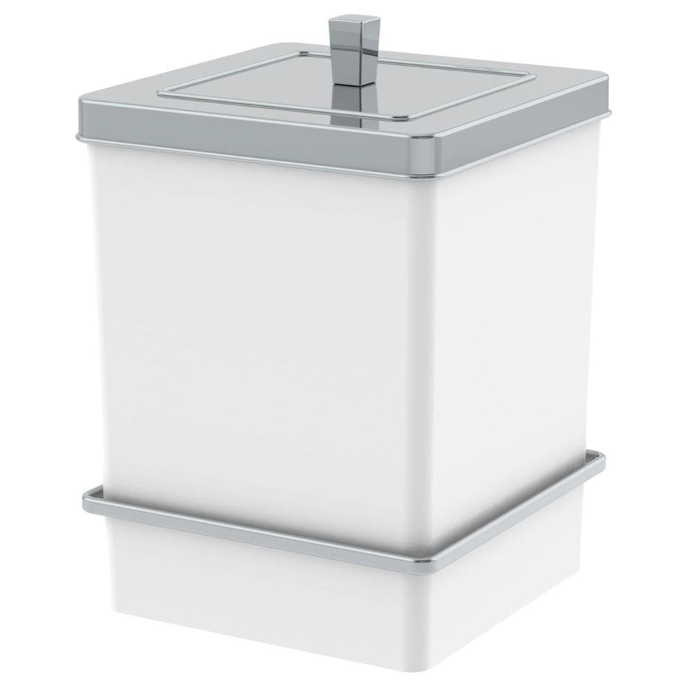 Lixeira Quadrada 6,5L Com Suporte Ventosa Cor Branco/Cromado