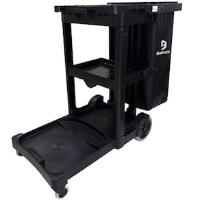 Carro Funcional América Black com Tampa Simples BRALIMPIA