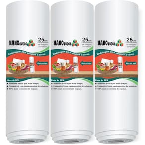 3 Rolos Nanocubos 25X500 Sacos Ranhura Para Seladora A Vácuo