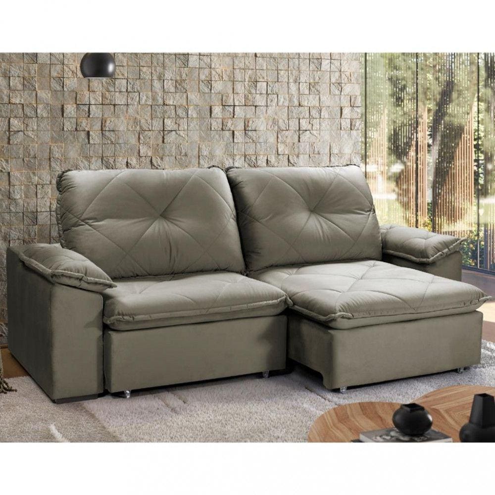 Sofá 4 Lugares Retrátil Reclinável 250cm Veludo | Casas Bahia