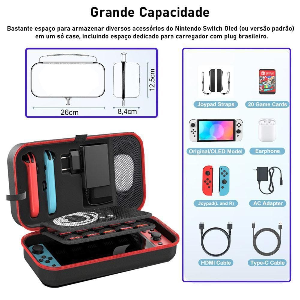 Case Bolsa Nintendo Switch Oled Espaço | Casas Bahia