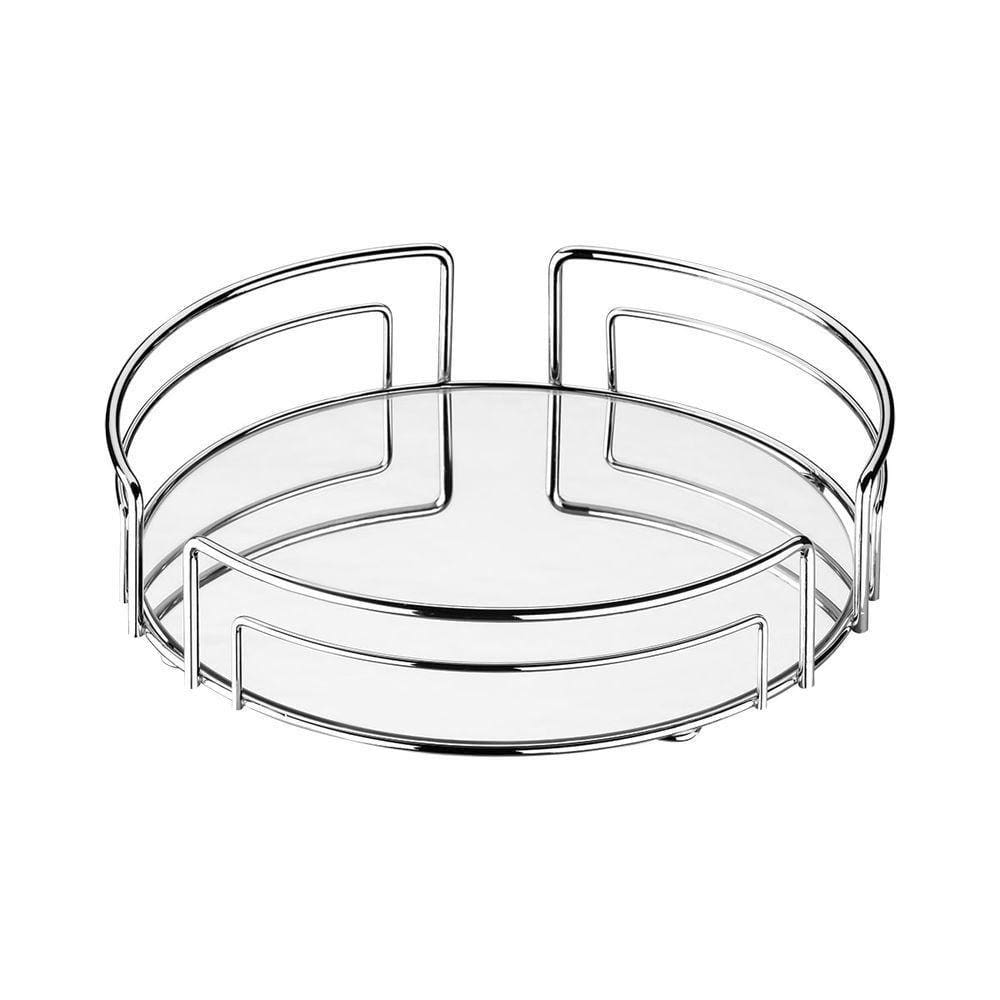 Bandeja Multiuso Hara Luiza Redonda 45cm Diâm. X 8,5cm Alt. Cor:cromado