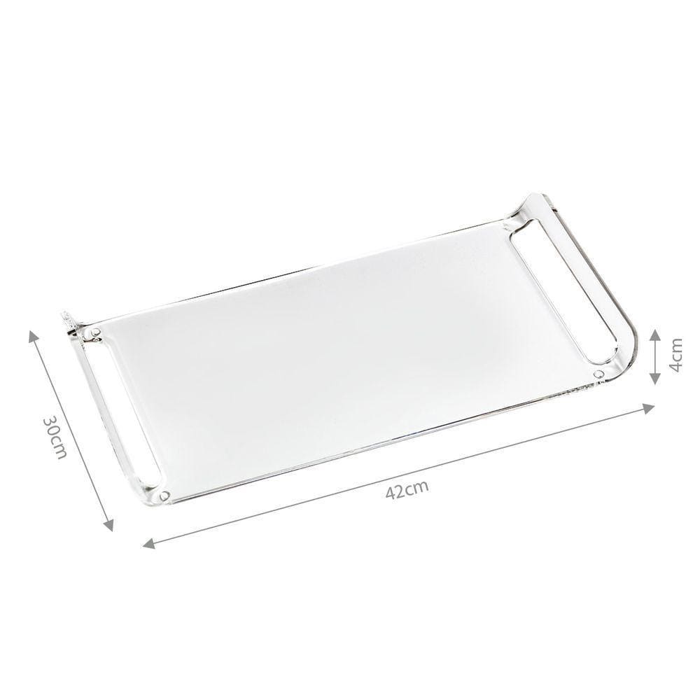 Bandeja Acrílica Hara Transparente Dobrada 42x30x4 Cm