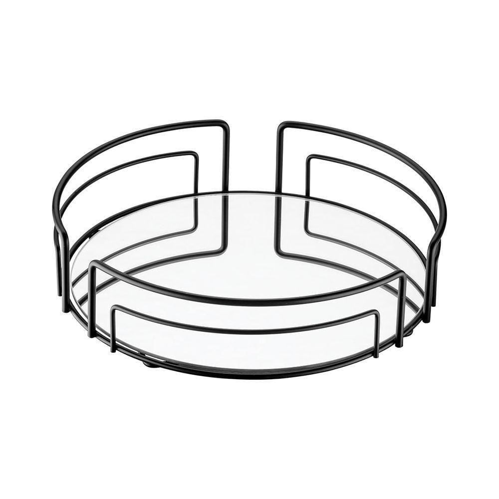 Bandeja Multiuso Hara Luiza Redonda 45cm Diâm. X 8,5cm Alt. Cor:preto