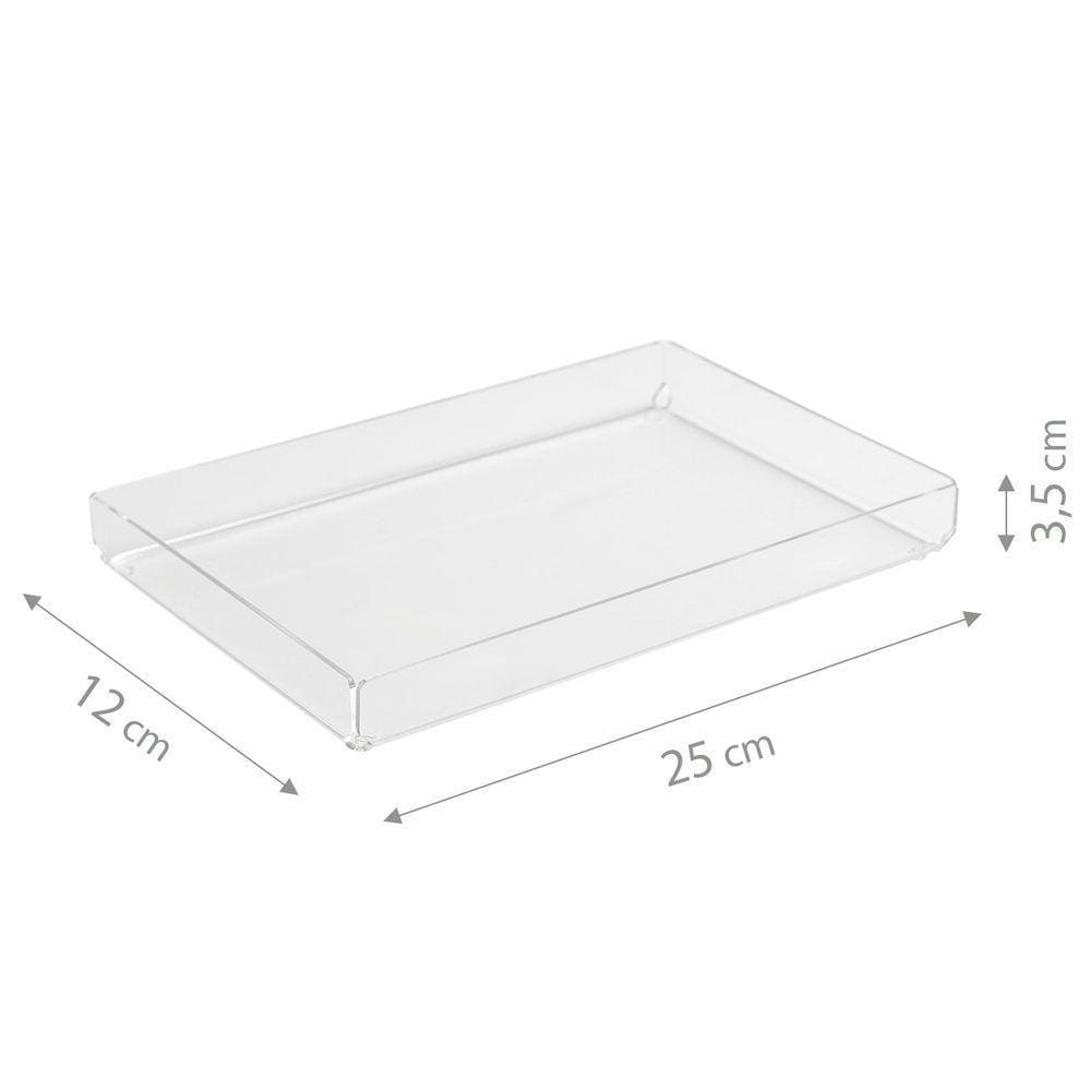 Bandeja De Acrílico Hara Transparente Dobrada Baixa 25x12 Cm