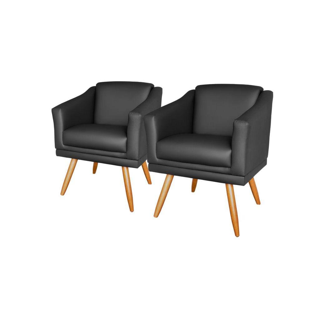 Kit 2 Poltronas Decorativa Valentina Sala Recepção Escritório Corino Pto