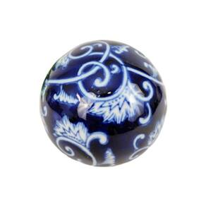 Bola Decorativa Porcelana De Mesa 10Cm Azul E Branca Escura