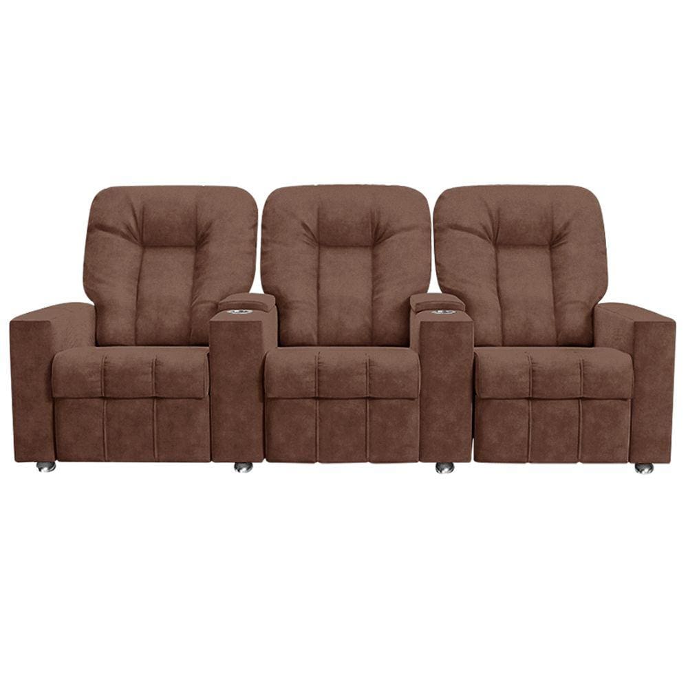Poltrona Reclinável 3 lugares para Sala de Cinema Romeo F05 Veludo Terracota - Lyam Decor
