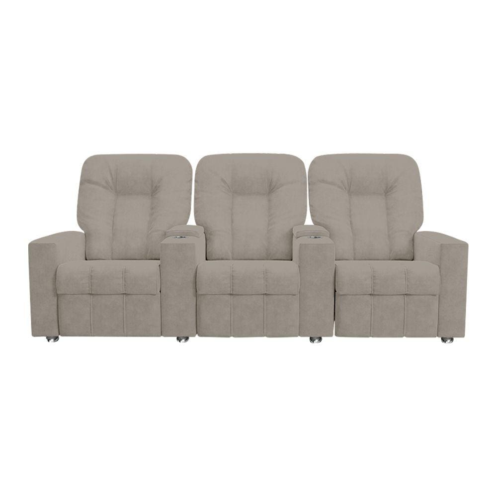 Poltrona Reclinável 3 lugares para Sala de Cinema Romeo F05 Veludo Capuccino - Lyam Decor