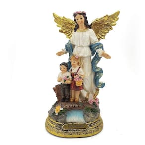 Imagem Anjo Da Guarda Menino E Menina Importado Resina 22 Cm
