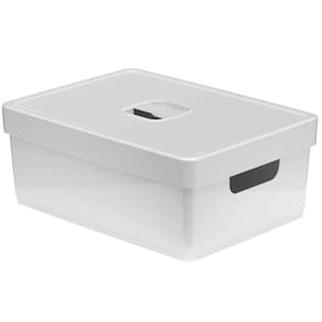 Organizador De Armário Grande Branca Com Tampa 35X26X14 Cm