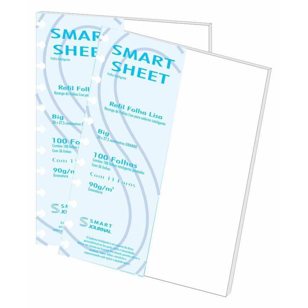 Kit 2 Refil Caderno Inteligente 90G 100 Folhas Liso Grande