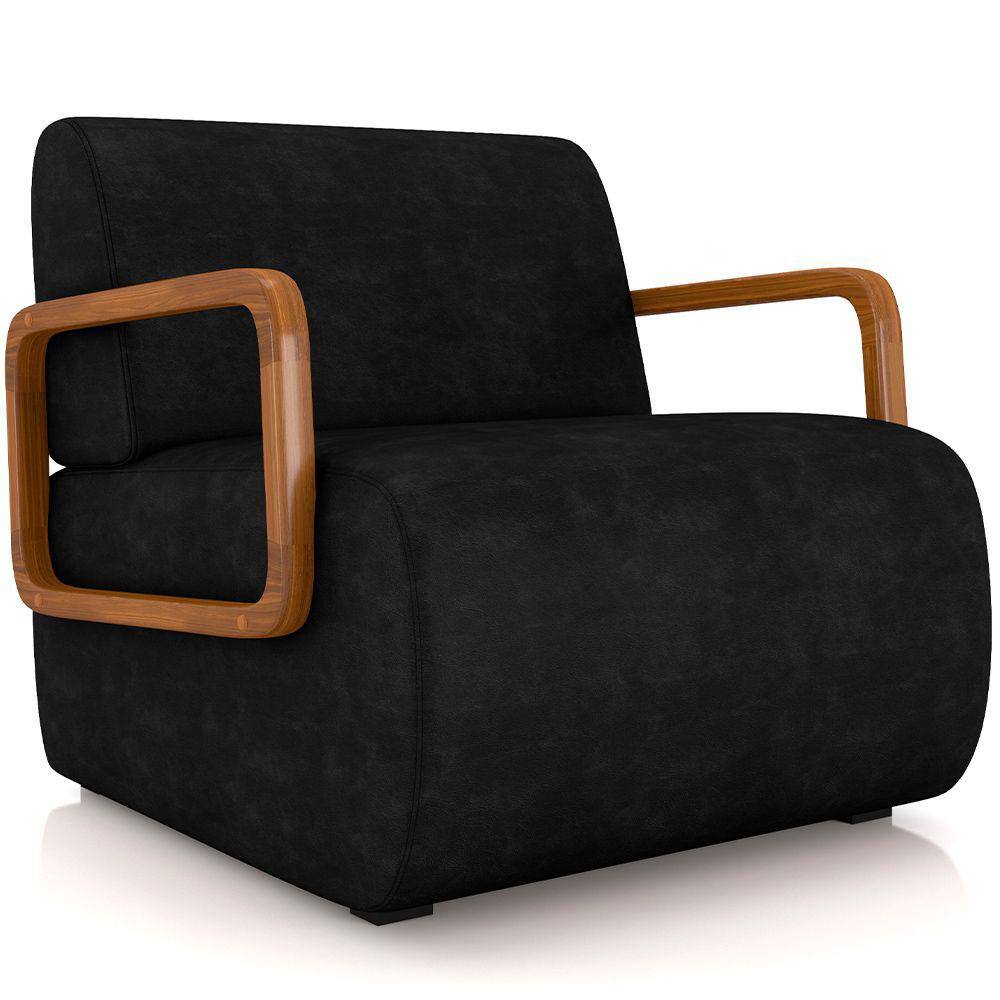 Poltrona Decorativa Orgânica Bruxelas K01 Couríssimo Preto - Lyam Decor