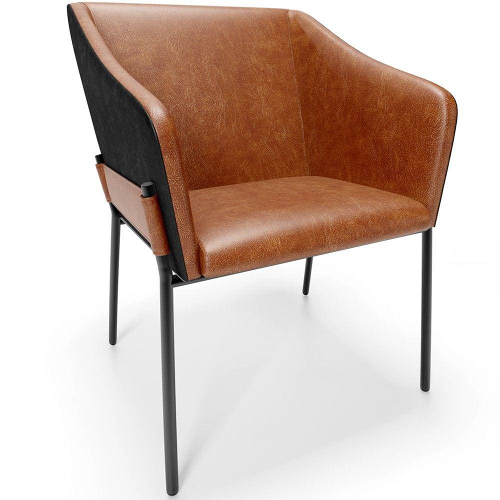 Cadeira Para Sala de Jantar Estar Living Olívia L02 Couríssimo Camel Preto - Lyam Decor