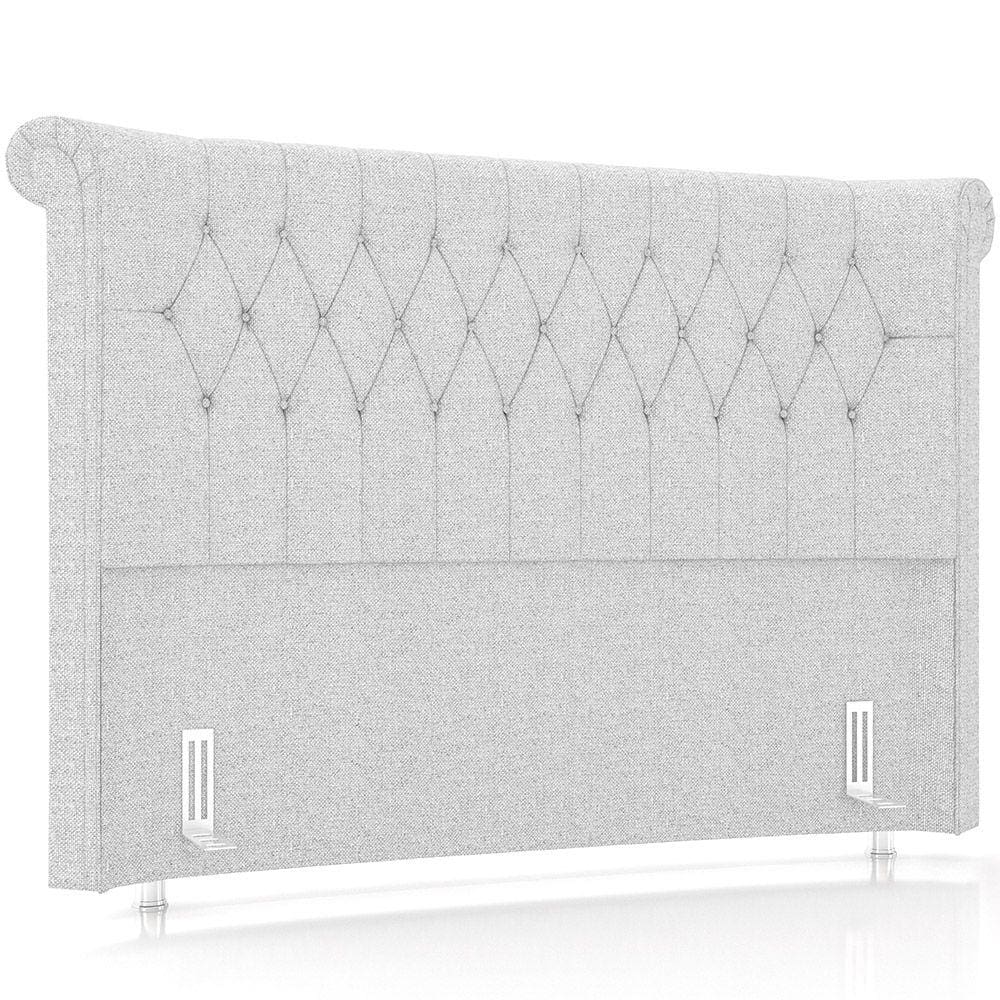 Cabeceira Cama Box Queen 160cm Estofada Meora P05 Linho Cinza Claro - Lyam Decor