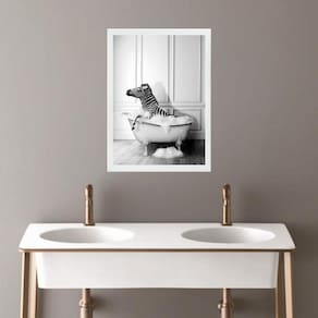 Quadro Banheiro Coleção Animais - Zebrinha 24X18Cm - Vidro