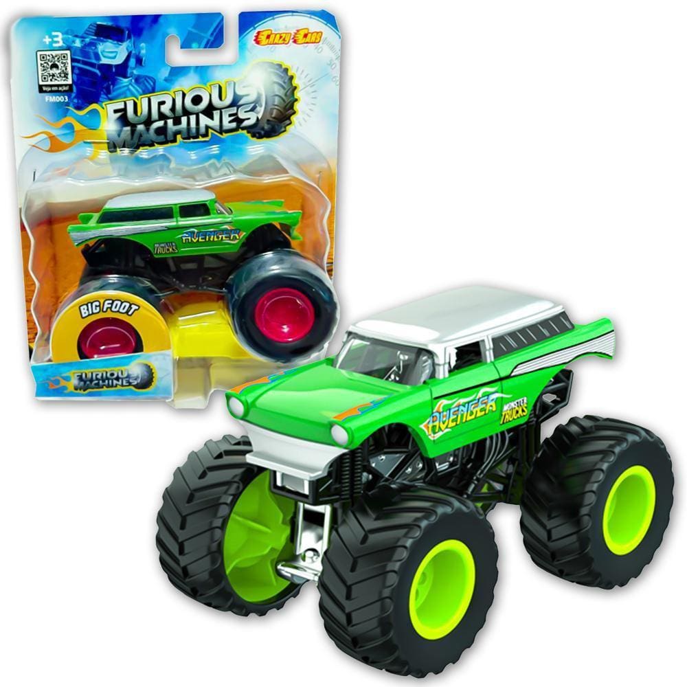 Carrinho Furious Machines Monster Truck 1:64 Big Foot Crazy