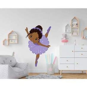 Adesivo De Parede Bailarina Com Roupa Lilás
