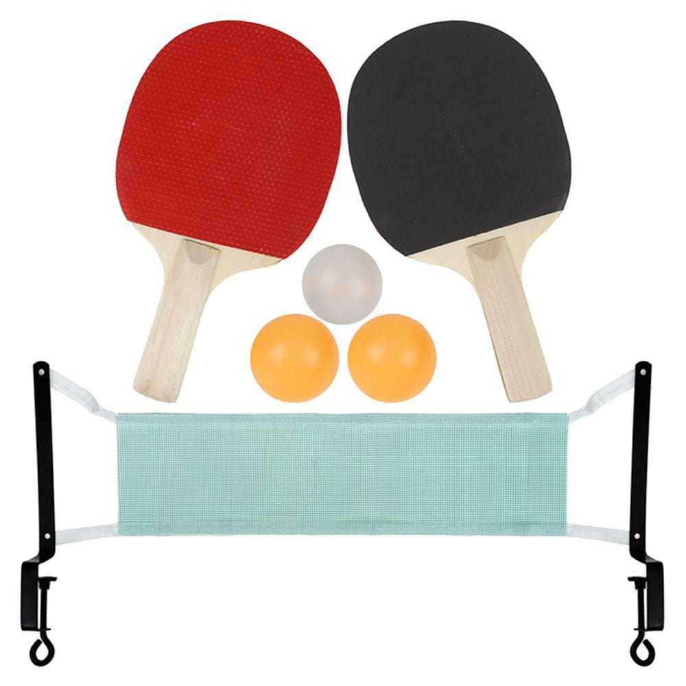 Kit Ping Pong Tênis de Mesa 2 Raquetes 3 Bolinhas Suporte e Rede