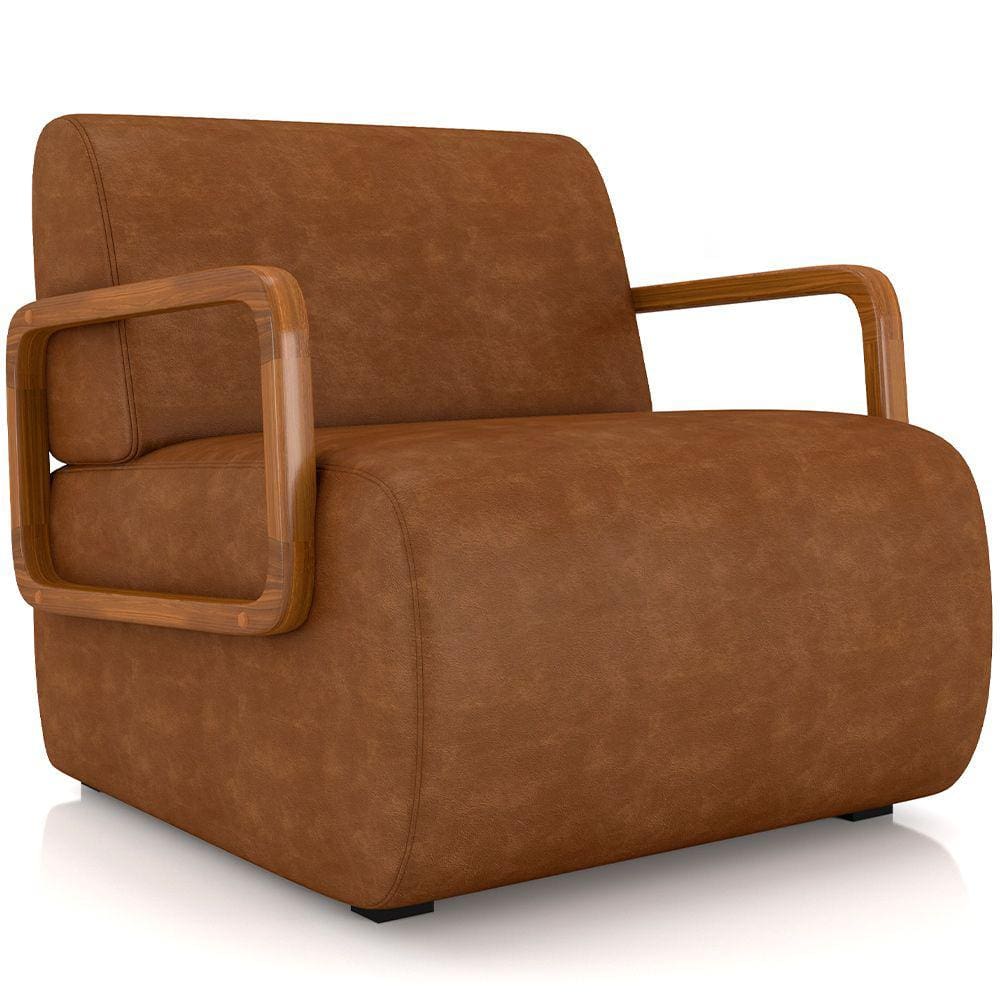 Poltrona Decorativa Orgânica Bruxelas K01 Couríssimo Caramelo - Lyam Decor