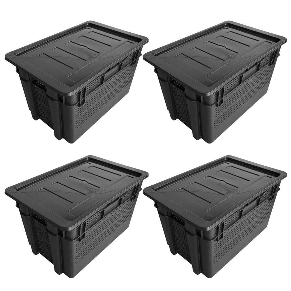 Kit 4 Organizador Multiuso Telada Reforçada 60L Com Tampa