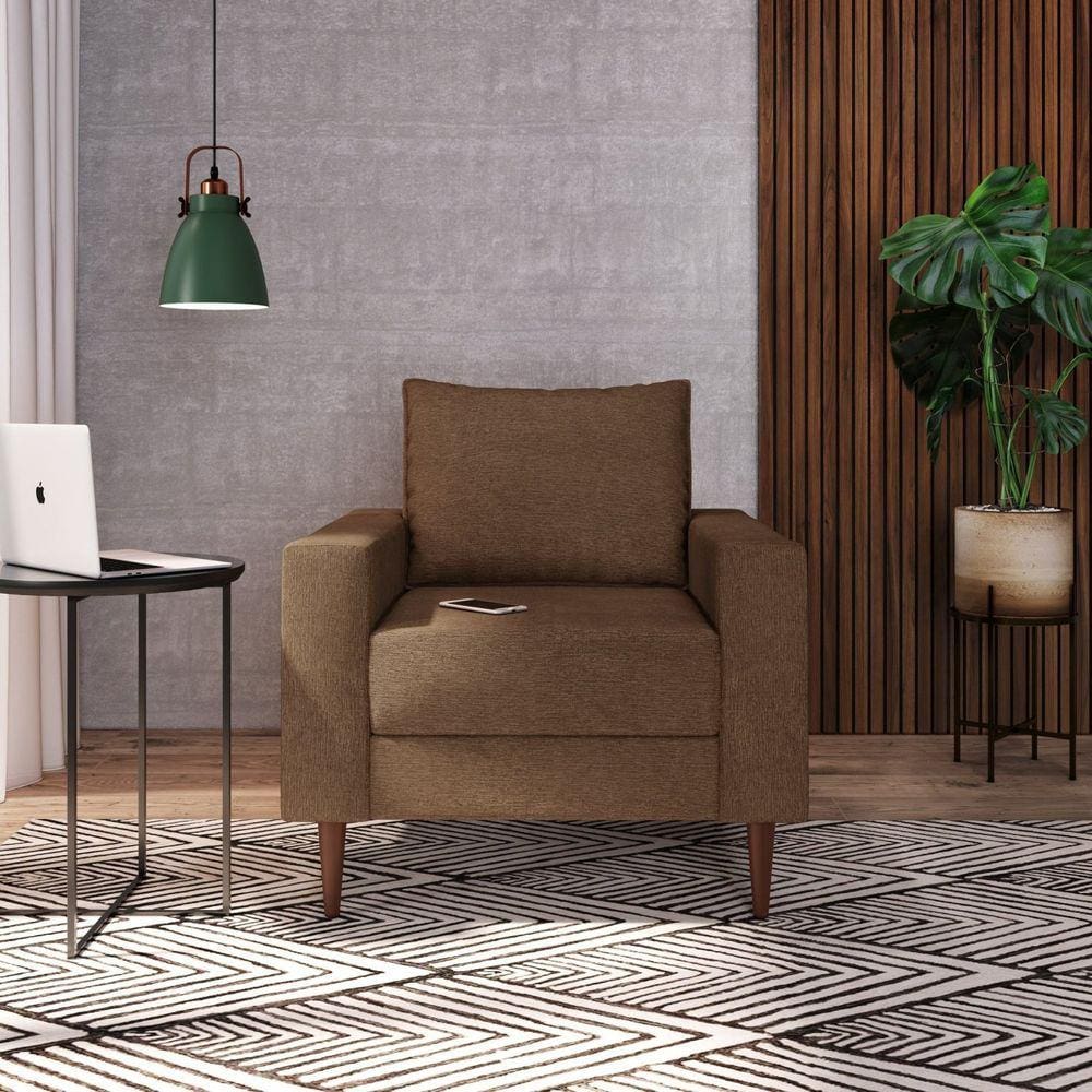 Poltrona para Sala de Estar Br 0,15 1 Ass 0,55 Ascona Marrom