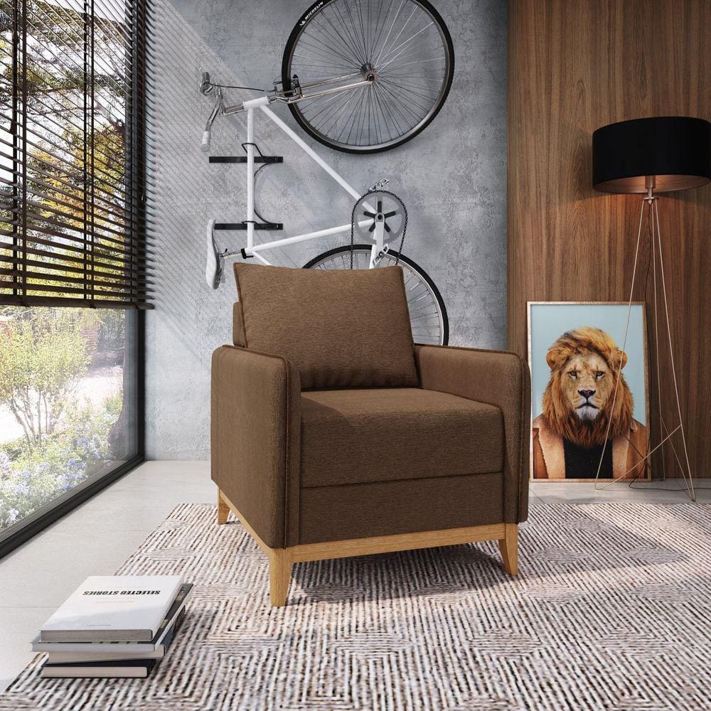 Poltrona para Sala de Estar Br 0,6 1 Ass 0,55 Lugano Marrom
