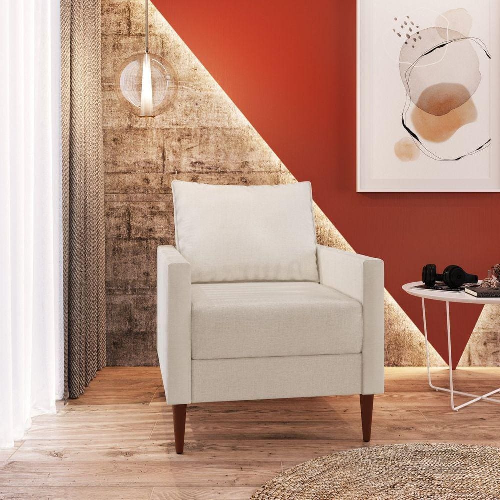 Poltrona para Sala de Estar Br 0,8 1 Ass 0,55 Fideris Off White