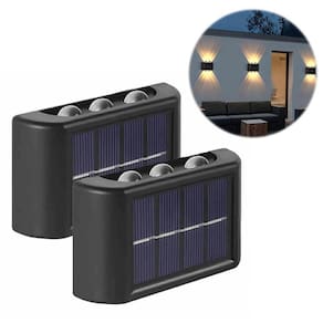 Kit 2 Arandela 6 Leds Meia Lua Luz Potente Solar Fotocélula